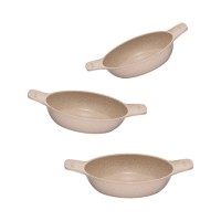 Thermoad 3'lü Güveç Sahan Set Kapaksız -Vizon